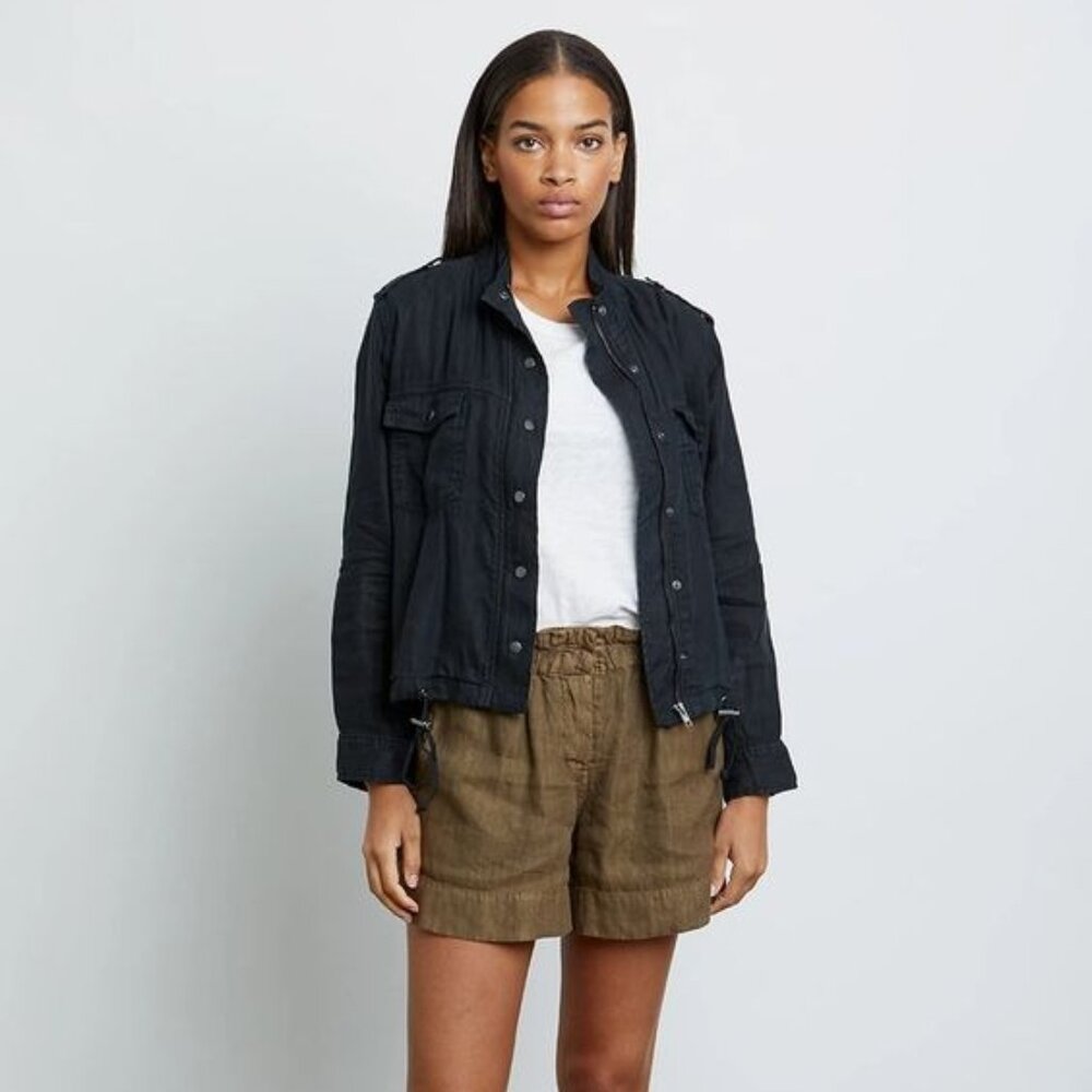 Rails Collins Jacket Linen Size Small Black Utility Military Lightweight Soft